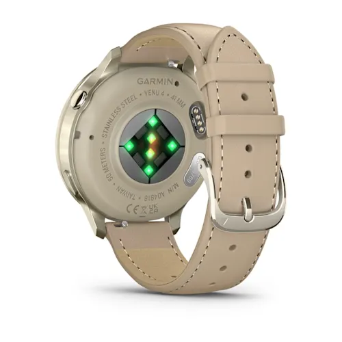 VENU 4 (41MM), GPS, WI-FI, BEIGE W/ LUNAR GOLD + LEATHER, WW 010-03013-03